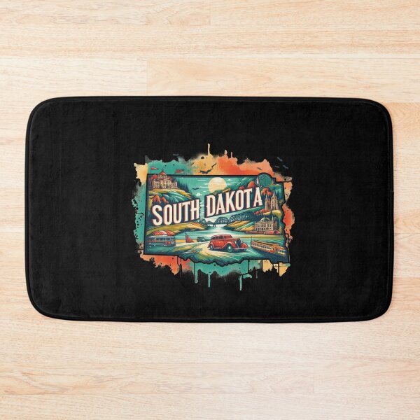 Item preview, South Dakota retro travel map of United States designed and sold by CleanDecor.