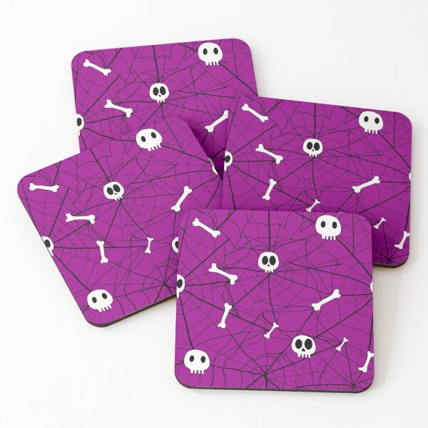 Item preview, Purple Halloween spider web skeleton spooky pattern  designed and sold by cocomelon168.