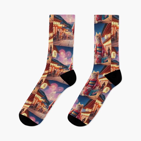 Item preview, Cat & Fireworks & Kimono  designed and sold by BoBo686868.