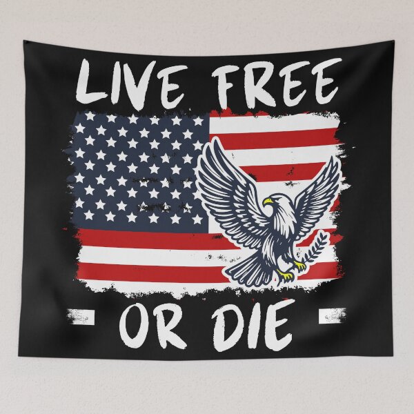 Item preview, Live Free Or Die American Flag Eagle Pride designed and sold by HowToCanadian.