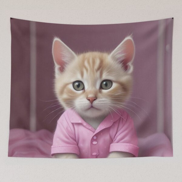 Item preview, Cute kitten in pink pyjamas designed and sold by GasconyPassion.