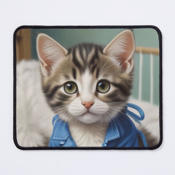 Item preview, Cute kitten in blue pyjamas designed and sold by GasconyPassion.