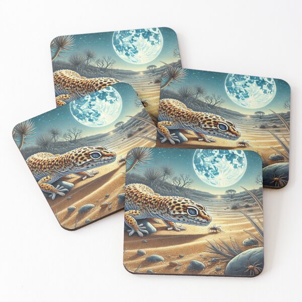 Item preview, Leopard Gecko Stalking Prey Under the Moonlight  designed and sold by NocturnalNook.
