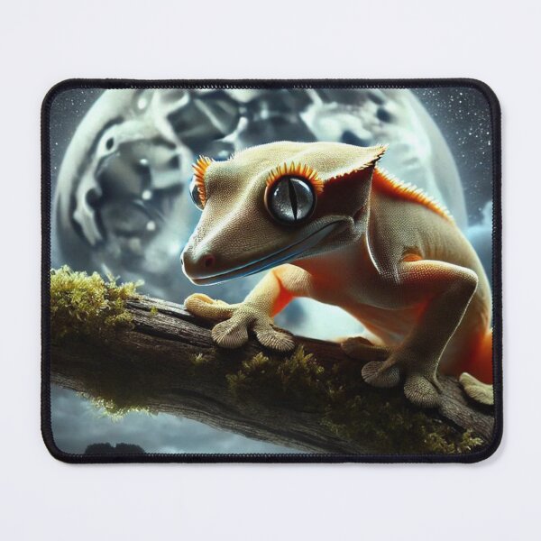 Item preview, Moonlit Crested Gecko Climbing at Night designed and sold by NocturnalNook.