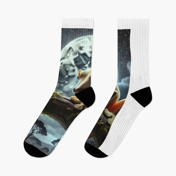 Item preview, Moonlit Crested Gecko Climbing at Night designed and sold by NocturnalNook.