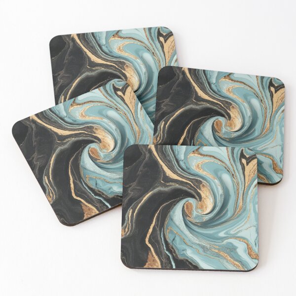 Item preview, Black and Turquoise Marble Swirl Art with Golden Accents – Luxurious Abstract Pattern for Home Décor, Fashion, and Stationery designed and sold by 21 Dragonflies.