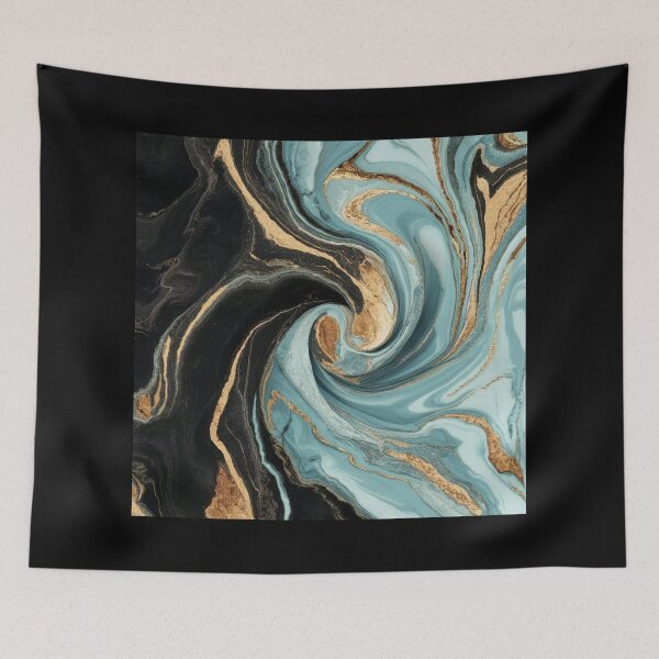 Item preview, Black and Turquoise Marble Swirl Art with Golden Accents – Luxurious Abstract Pattern for Home Décor, Fashion, and Stationery designed and sold by 21 Dragonflies.