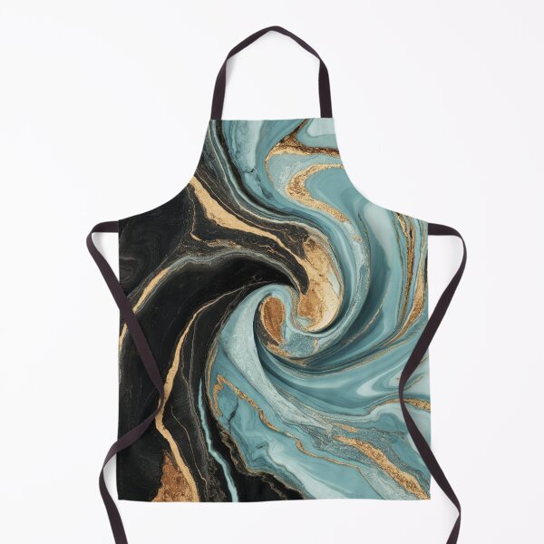 Item preview, Black and Turquoise Marble Swirl Art with Golden Accents – Luxurious Abstract Pattern for Home Décor, Fashion, and Stationery designed and sold by 21 Dragonflies.