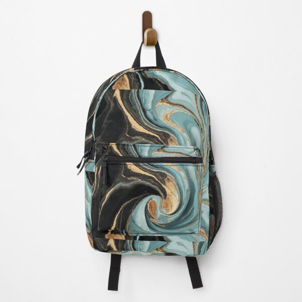 Item preview, Black and Turquoise Marble Swirl Art with Golden Accents – Luxurious Abstract Pattern for Home Décor, Fashion, and Stationery designed and sold by 21 Tulips.