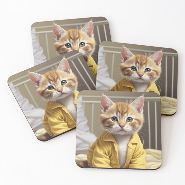 Item preview, Cute kitten in yellow pyjamas designed and sold by GasconyPassion.