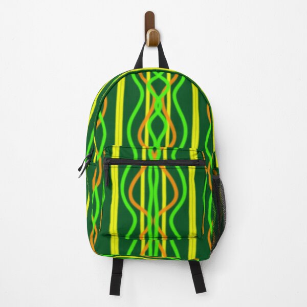 Item preview, Green, Yellow and Orange geometric wavy vertical lines pattern  designed and sold by Stefrait-7.