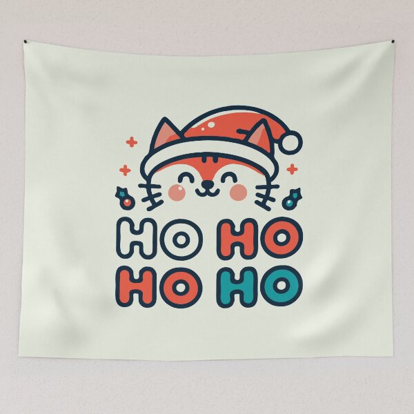 Item preview, Christmas Joy, Cute Cat with HO HO HO designed and sold by Creative Magia.