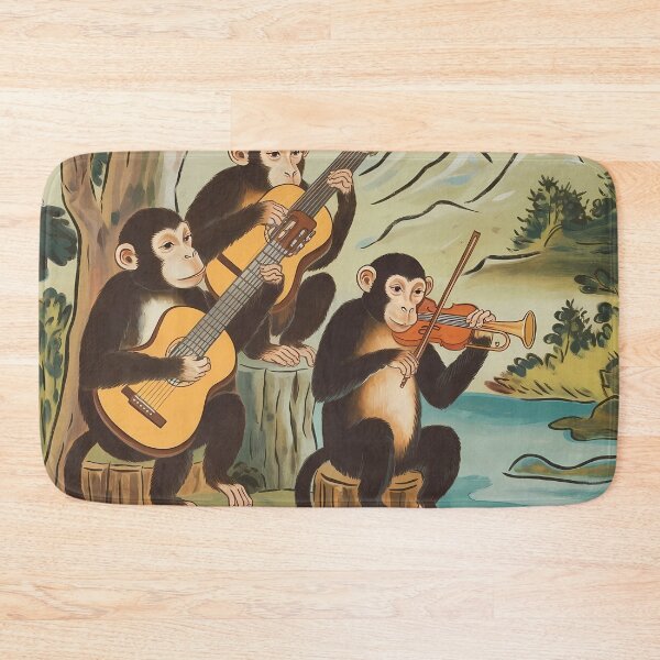 Item preview, Chinoiserie Monkey Trio with Guitars and Violin  designed and sold by Dshoppin.