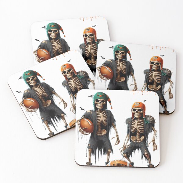 Item preview, Funny Halloween T-shirt We're Back in the GAME with skeletons returning to the basketball court, American football designed and sold by artimplementer.