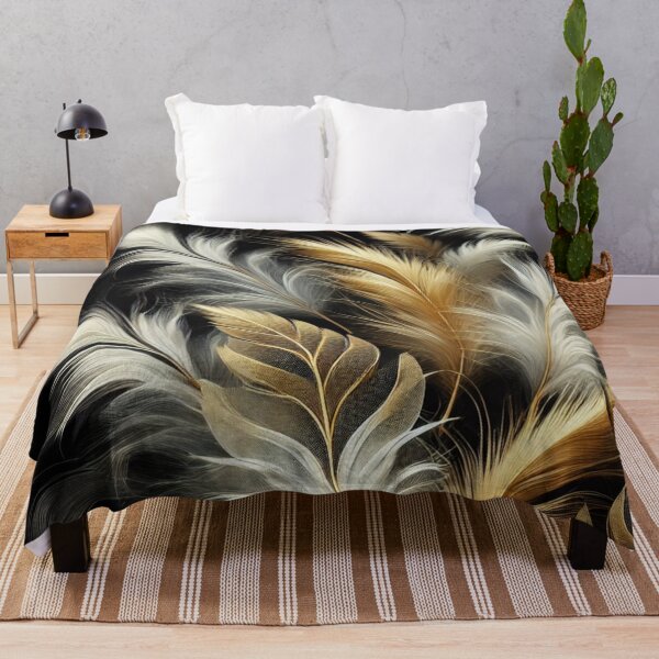 Item preview, Delicate Gold and White Feather Pattern designed and sold by TeslaSt0re.