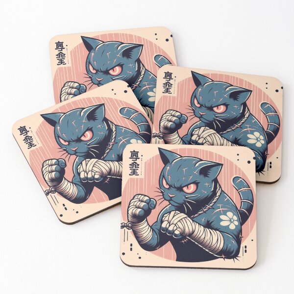 Item preview, Savage cat fighter japanese style designed and sold by DesignMyNovelty.