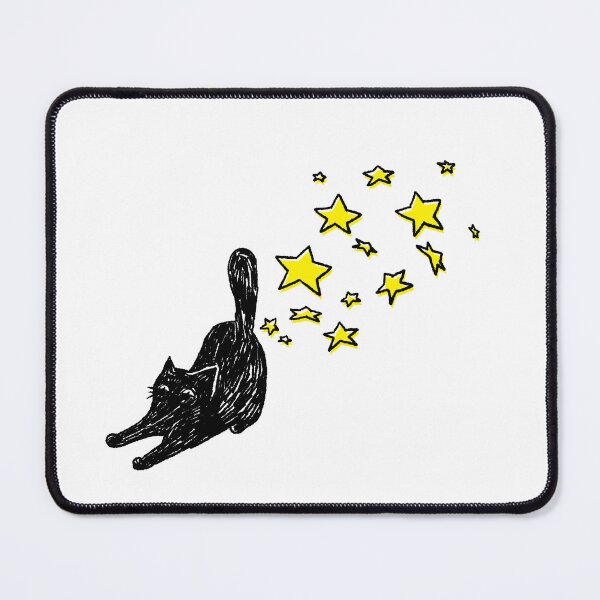 Item preview, black cat spraying stardusts designed and sold by PopcornpunkART.