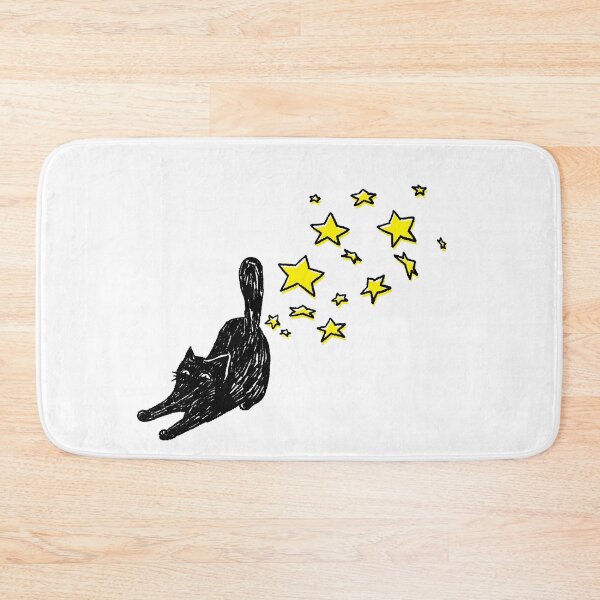 Item preview, black cat spraying stardusts designed and sold by PopcornpunkART.