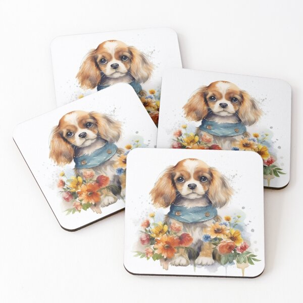 Item preview, Charming Cavalier Among Wildflowers In Watercolor Style designed and sold by Cute-Cuddles.