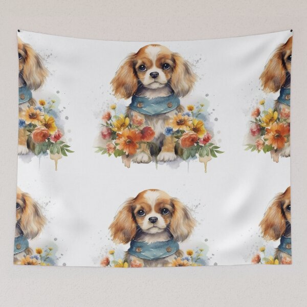 Item preview, Charming Cavalier Among Wildflowers In Watercolor Style designed and sold by Cute-Cuddles.