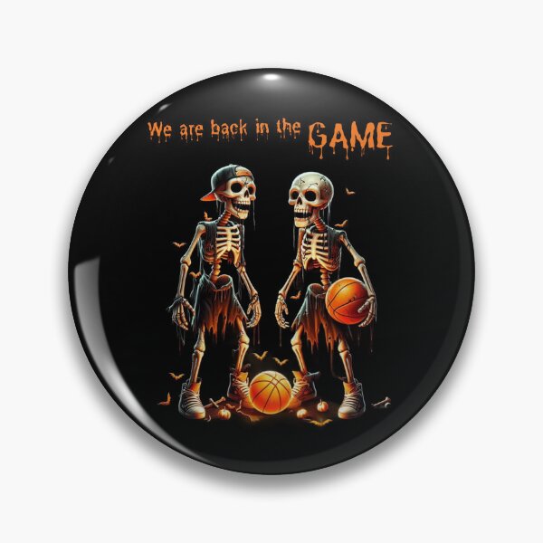 Item preview, Funny Halloween T-shirt We're Back in the GAME with skeletons returning to the basketball court, American football designed and sold by artimplementer.