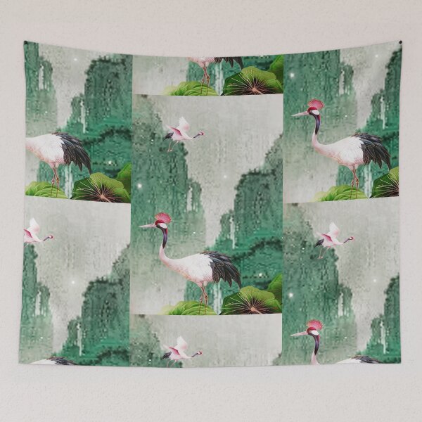 Item preview, Mystic Mountains and Cranes - Chinese Landscape Art designed and sold by Piotrek0001.