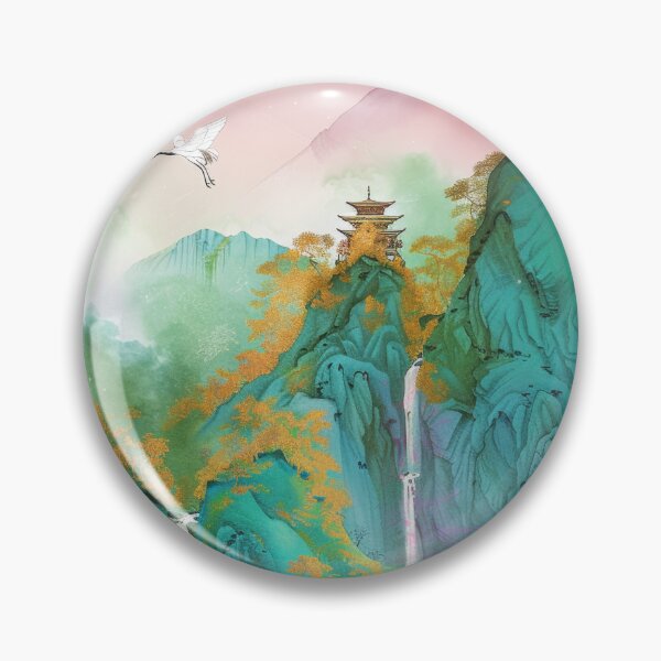 Item preview, Mystic Mountains and Cranes - Chinese Landscape Art designed and sold by Piotrek0001.
