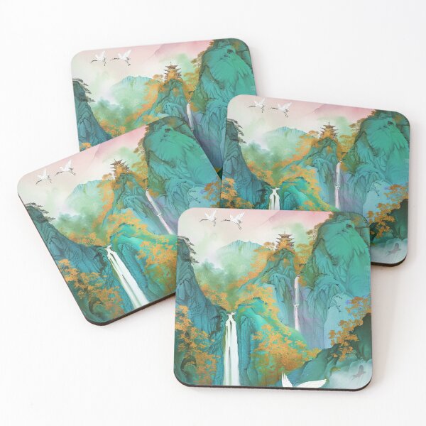 Item preview, Mystic Mountains and Cranes - Chinese Landscape Art designed and sold by Piotrek0001.