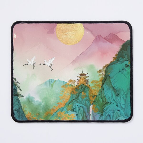 Item preview, Mystic Mountains and Cranes - Chinese Landscape Art designed and sold by Piotrek0001.