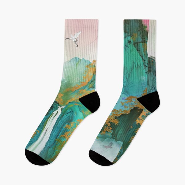 Item preview, Mystic Mountains and Cranes - Chinese Landscape Art designed and sold by Piotrek0001.