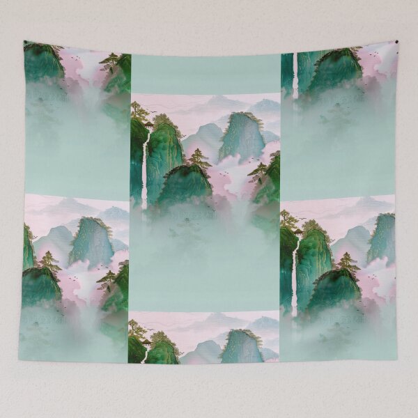 Item preview, Mystic Mountains and Cranes - Chinese Landscape Art designed and sold by Piotrek0001.