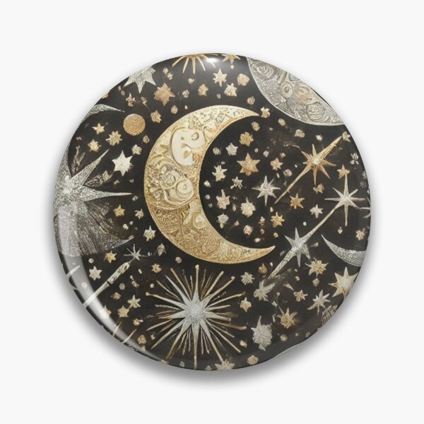 Item preview, Celestial Crescent Moon and Star Pattern designed and sold by TeslaSt0re.
