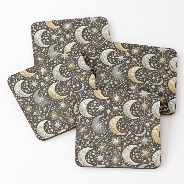 Item preview, Celestial Crescent Moon and Star Pattern designed and sold by TeslaSt0re.