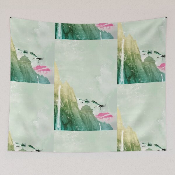 Item preview, Mystic Mountains and Cranes - Chinese Landscape Art designed and sold by Piotrek0001.