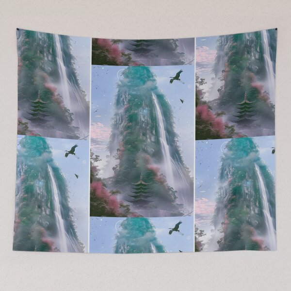 Item preview, Mystic Mountains and Cranes - Chinese Landscape Art designed and sold by Piotrek0001.