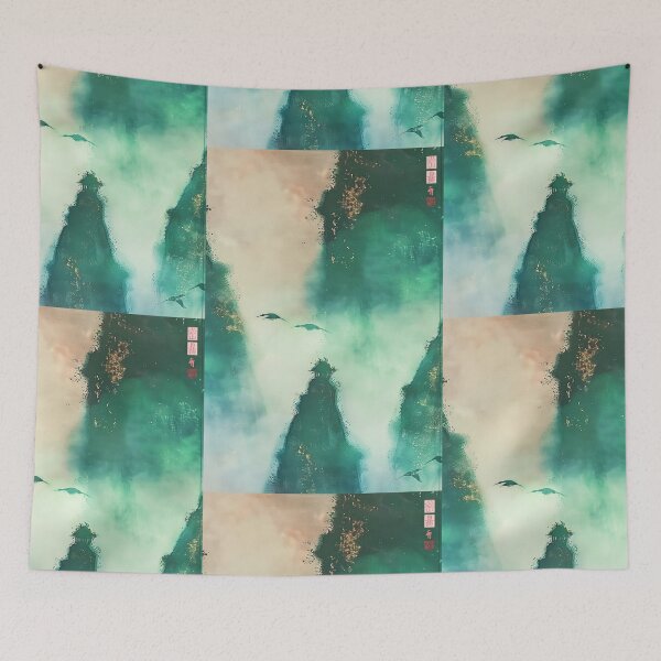 Item preview, Mystic Mountains and Cranes - Chinese Landscape Art designed and sold by Piotrek0001.