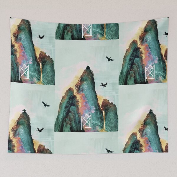 Item preview, Mystic Mountains and Cranes - Chinese Landscape Art designed and sold by Piotrek0001.