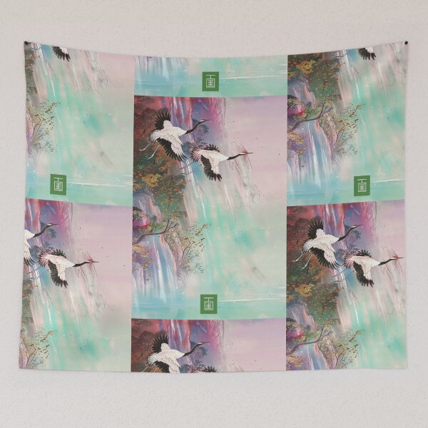 Item preview, Mystic Mountains and Cranes - Chinese Landscape Art designed and sold by Piotrek0001.