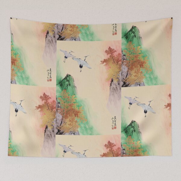 Item preview, Mystic Mountains and Cranes - Chinese Landscape Art designed and sold by Piotrek0001.