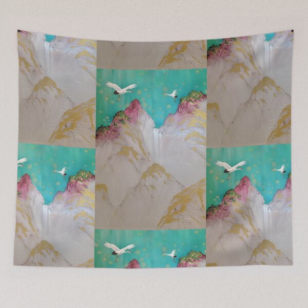 Item preview, Mystic Mountains and Cranes - Chinese Landscape Art designed and sold by Piotrek0001.