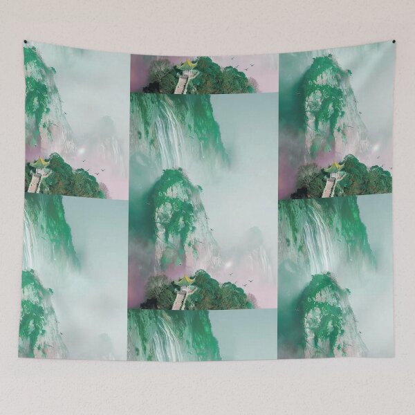 Item preview, Mystic Mountains and Cranes - Chinese Landscape Art designed and sold by Piotrek0001.