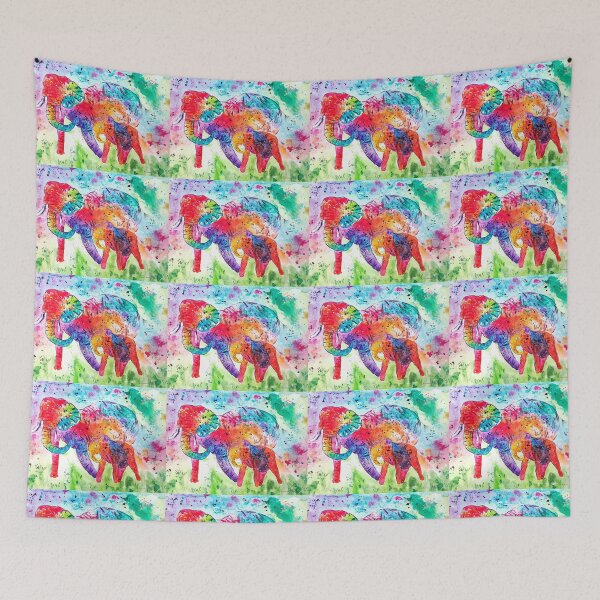 Item preview, Colourful Mother and Baby Elephants designed and sold by Casimirasart.