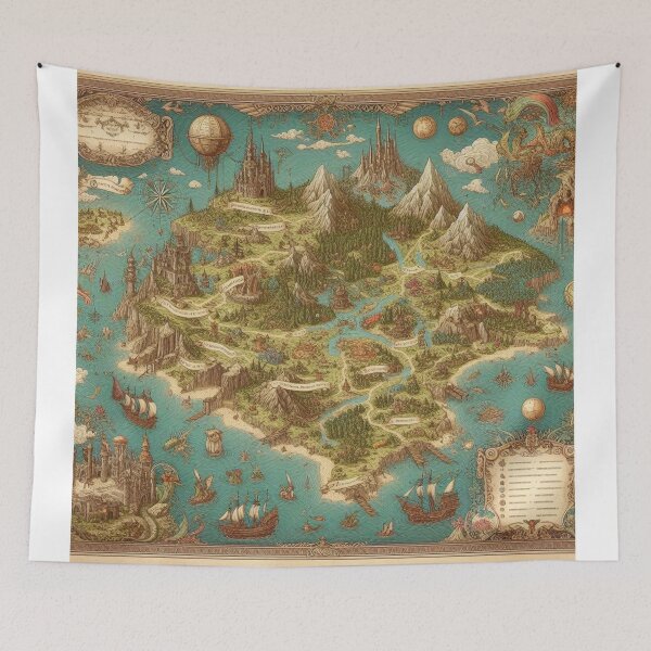 Item preview, Detailed fantasy map illustration designed and sold by Dominika Farkašová.