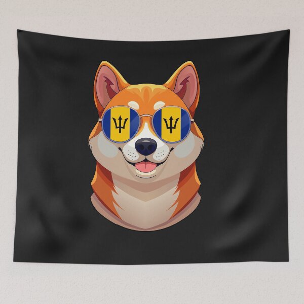Item preview, Vintage Patriotic Shiba Inu Bajan Flag designed and sold by DreamBrushy.