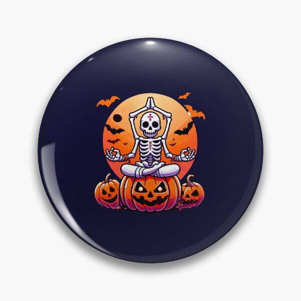Item preview, Spooky Serenity: Meditating Skeleton Under the Halloween Moon designed and sold by ArteeInnovation.