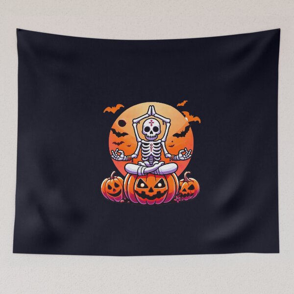 Item preview, Spooky Serenity: Meditating Skeleton Under the Halloween Moon designed and sold by ArteeInnovation.