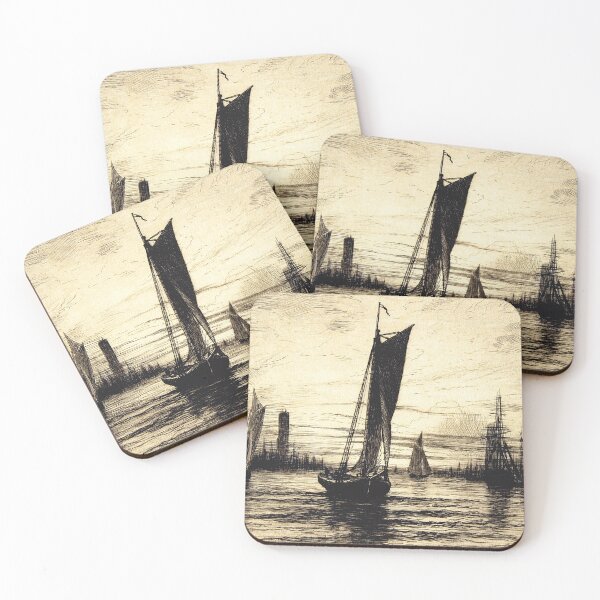 Item preview, Sunset on the East River, Henry Farrer 1879 designed and sold by RocketshipRetro.