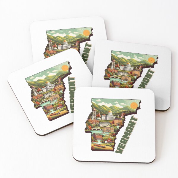 Item preview, Vermont retro travel map of United States designed and sold by CleanDecor.