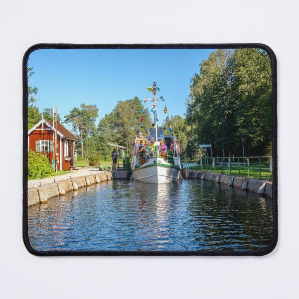 Item preview, The white little canal boat on its way to the lock at Dalslands canal designed and sold by connyM-Sweden.