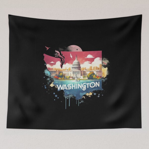 Item preview, Washington retro travel map of United States designed and sold by CleanDecor.